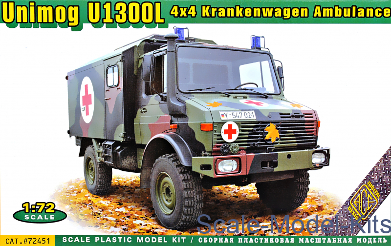 Unimog U1300L 4x4 (Krankenwagen/Ambulance)-Ace plastic scale model kit ...