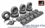 Detailing set: Wheels set 1/72 weighted w/ early hubs for Ural-375/4320, Armory, Scale 1:72