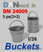 DAN24009 Accessories for dioramas. Buckets (3D printed), 5pcs
