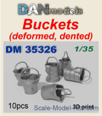 DAN35326 Accessories for dioramas. Buckets (demormed, dented) (3D printed), 10pcs