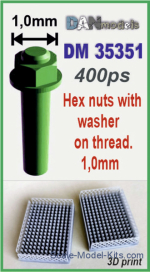 DAN35351 Hex nuts with washeron thread 1mm, 400 pcs