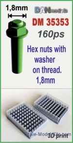 DAN35353 Hex nuts with washeron thread 1.8mm, 160 pcs