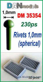 DAN35354 Rivets 1mm (spherical), 230 pcs