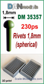 DAN35357 Rivets 1.8mm (spherical), 230 pcs