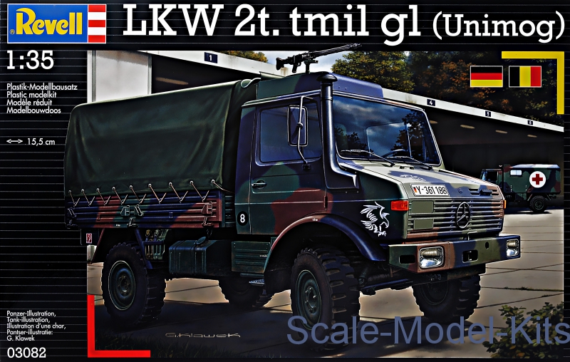 LKW 2t tmil gl Unimog 1/35 scale skill 5 Revell plastic model kit#3082