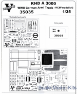 Vmodels35035 Photoetched set of details for KHD A3000 WWII German Army Truck (ICM model kit)